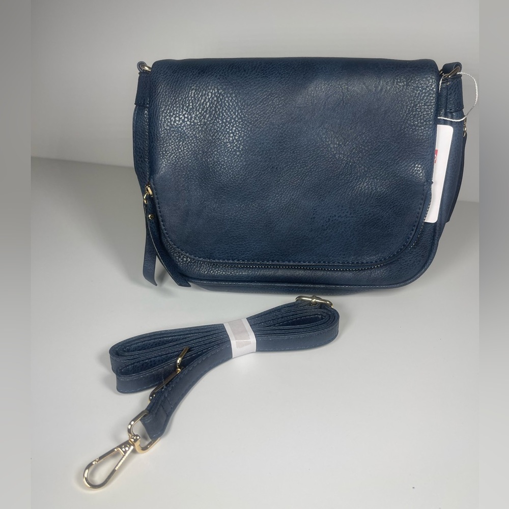 NWT - Glitzall Satchel Navy with Gold zipper